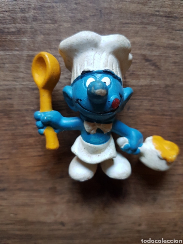 Figuras de Goma y PVC: Figura Pitufo pastelero Peyo 1973