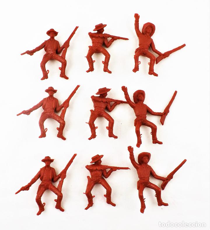 Figuras de goma y PVC: Comansi Vaqueros . Piezas de los 70. Conjunto de 9 unidades