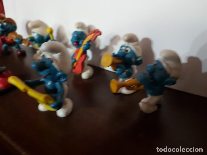 Figuras de goma y PVC: Orquesta de 7 m&uacute;sicos Pitufos - Foto 3