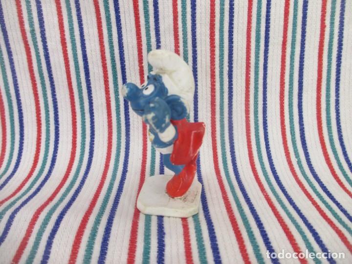 Figuras de goma y PVC: PITUFO SUPER HEROE, SUPERMAN, PEYO SCHLEICH GERMANY - Foto 4