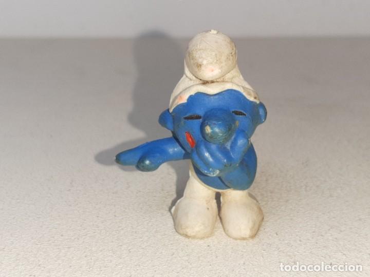Figuras de Goma y PVC: ANTIGUA FIGURA DE GOMA DE LOS PITUFOS - SMURFS - PITUFO RIENDO - SIN MARCA A&Ntilde;OS 80