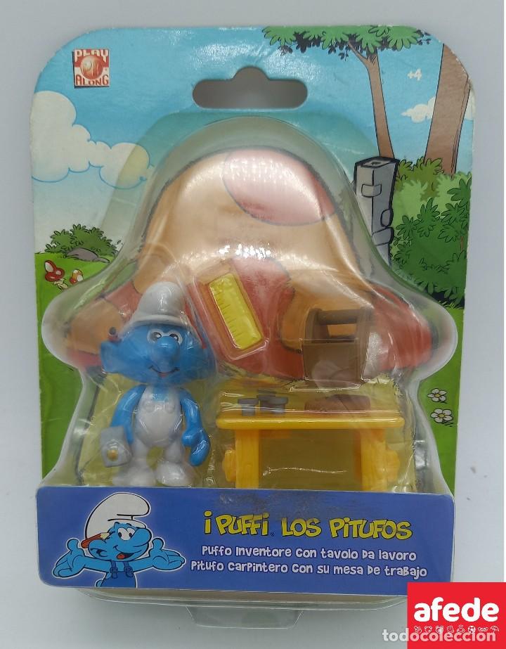 Figuras de Goma y PVC: FIGURA PITUFO CARPINTERO EN SU BLISTER ORIGINAL DE GIOCHI