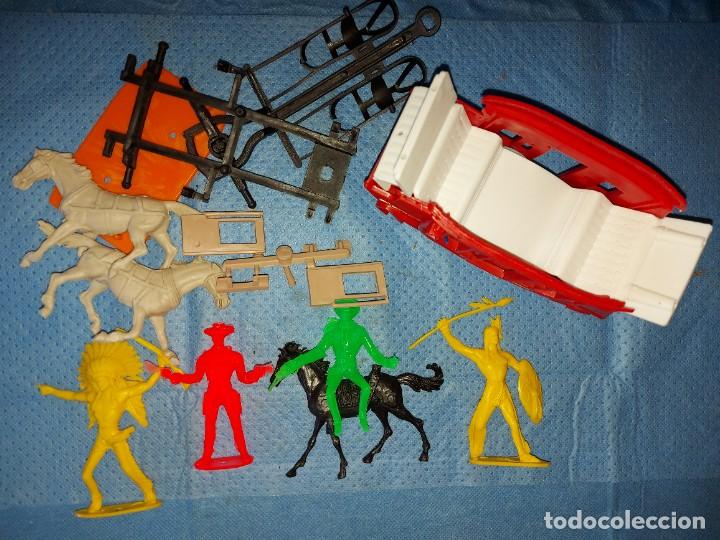Figuras de goma y PVC: DILIGENCIA CON INDIOS Y VAQUEROS - COMANSI - Foto 2