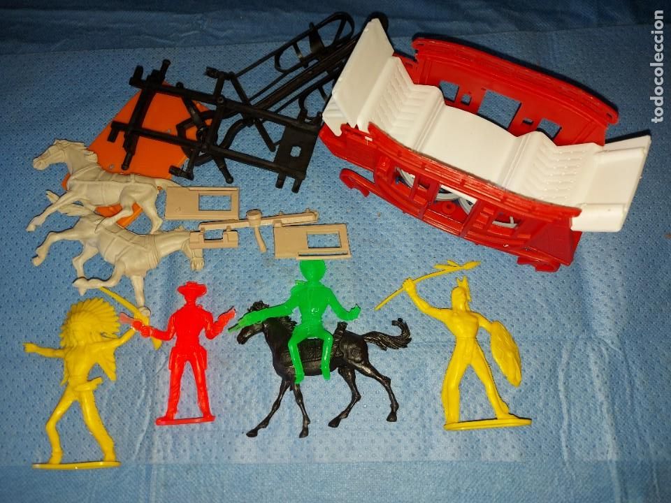 Figuras de goma y PVC: DILIGENCIA CON INDIOS Y VAQUEROS - COMANSI - Foto 5