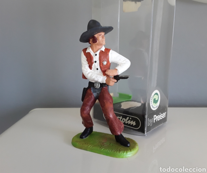 Figuras de goma y PVC: Sheriff, serie vaqueros Elastolin by Preiser en 7 cms., en el estilo de Reamsa / Jecsan - Foto 3