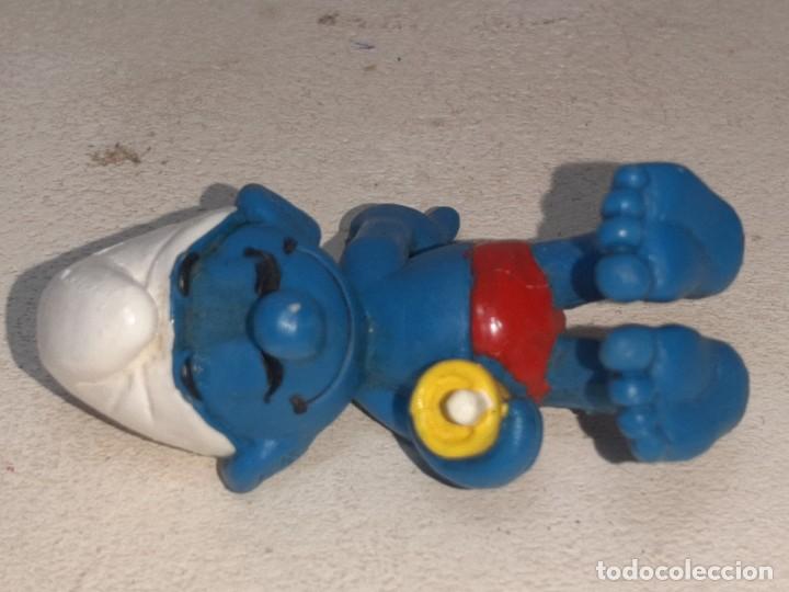 Figuras de Goma y PVC: SCHLEICH : ANTIGUA FIGURA DE GOMA DE LOS PITUFOS - SMURFS - PITUFO DURMIENDO HMACA A&Ntilde;OS 80 PEYO