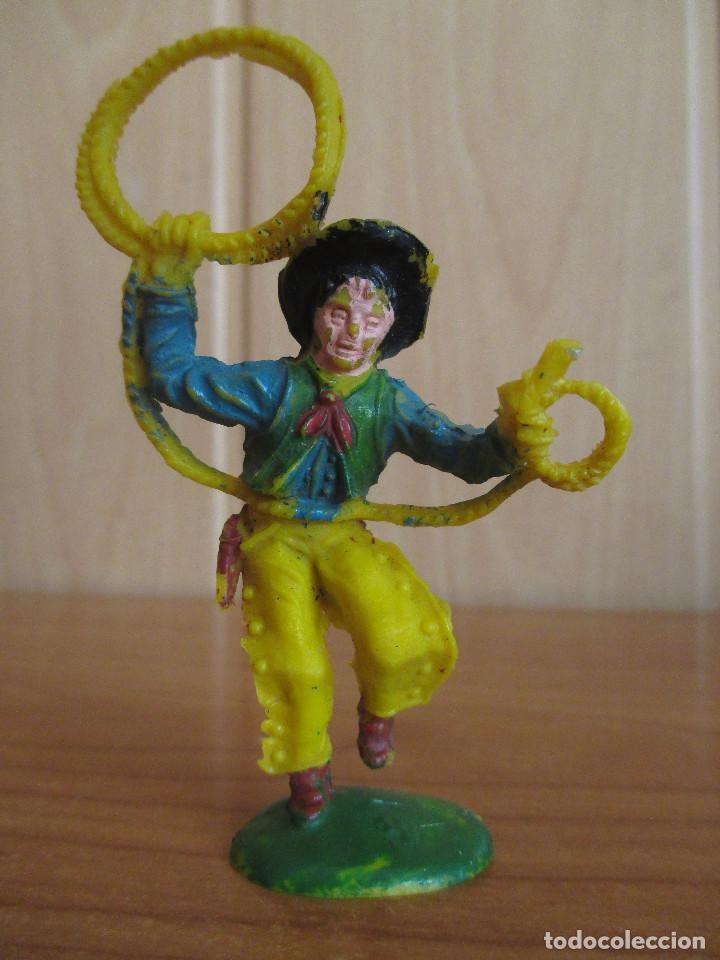 Figuras de goma y PVC: FIGURA ANTIGUA VAQUERO OESTE ,5,5 CM ALTO ( PECH , JECSAN , REAMSA , COMANSI , ETC)