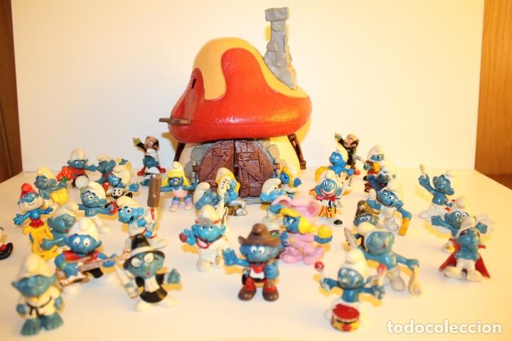 Figuras de goma y PVC: CASA PITUFOS CON 37 PITUFOS - MARCA PEYO Y SIN MARCA - Foto 4