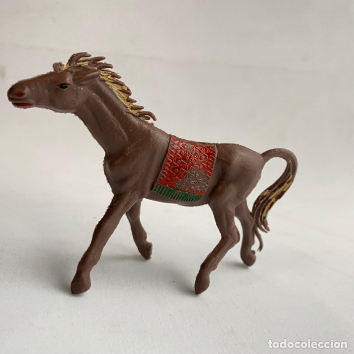 Figuras de goma y PVC: Lote 2 caballos indios de Pech oeste-far west - Foto 2
