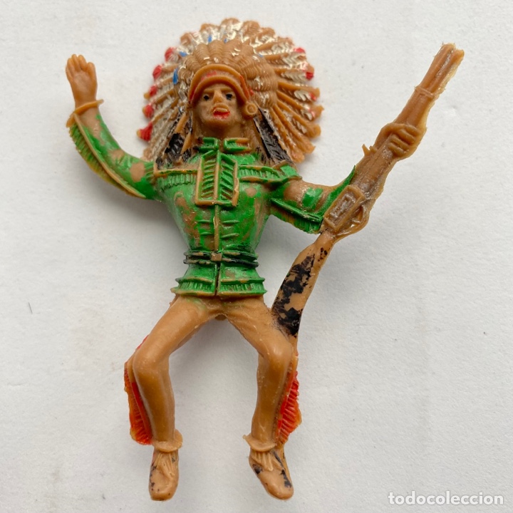 Figuras de goma y PVC: Indio jinete de pl&aacute;stico de 8 cm. aprox. Oeste-far west (Pech-Comansi-Jecsan-Lafredo)
