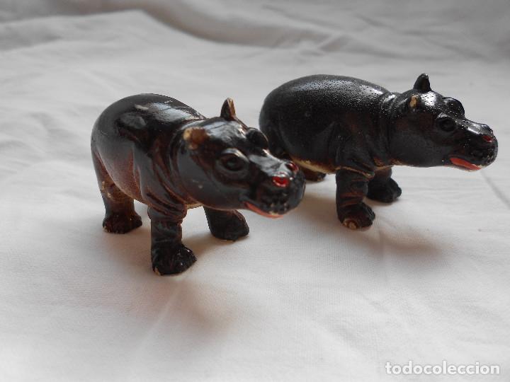 Figuras de goma y PVC: 2 HIPOPOTAMOS ZOO COMANSI - Foto 1