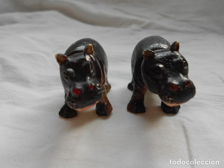 Figuras de goma y PVC: 2 HIPOPOTAMOS ZOO COMANSI - Foto 2