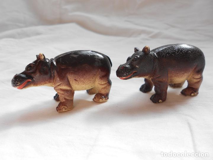 Figuras de goma y PVC: 2 HIPOPOTAMOS ZOO COMANSI - Foto 3