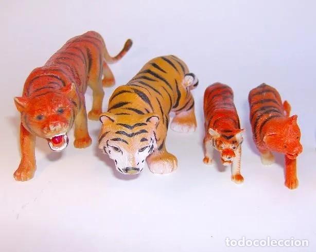 Figuras de goma y PVC: FAMILIA DE 4 TIGRES DE GOMA DURA