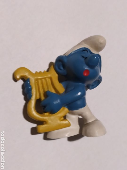 Figuras de goma y PVC: Figura Bully Peyo - Pitufo con arpa - Germany - Foto 1