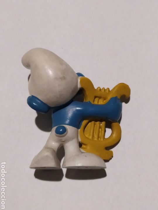 Figuras de goma y PVC: Figura Bully Peyo - Pitufo con arpa - Germany - Foto 2