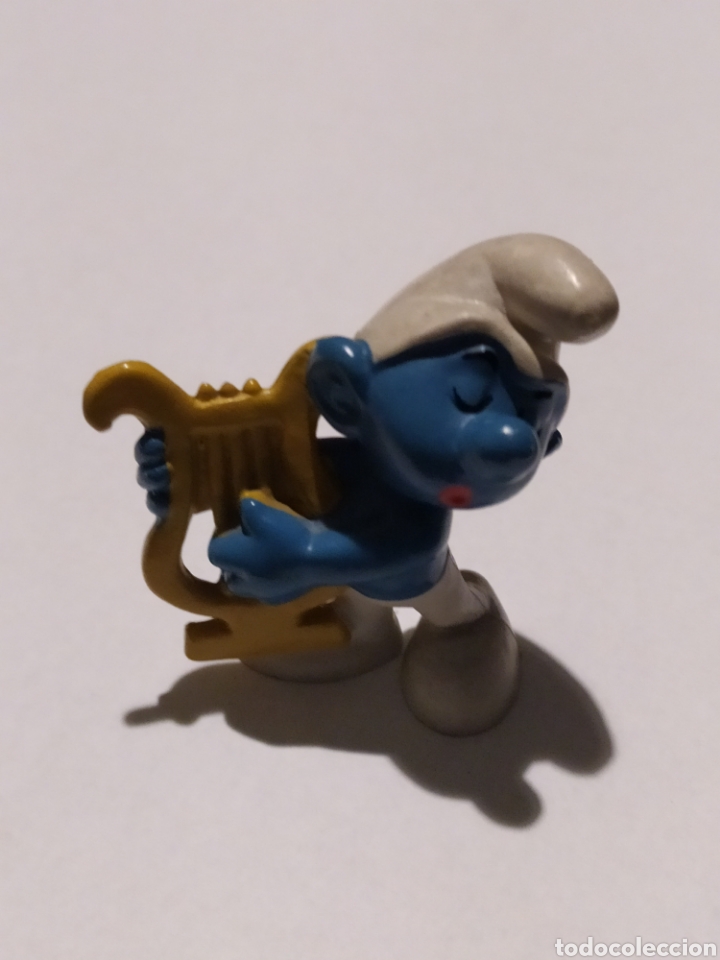 Figuras de goma y PVC: Figura Bully Peyo - Pitufo con arpa - Germany - Foto 3