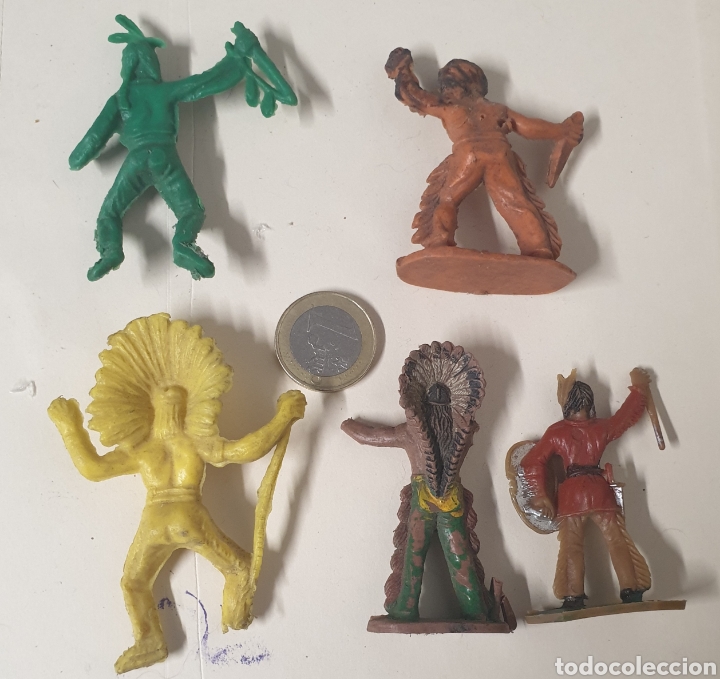 Figuras de goma y PVC: Lote de 5 indios a identificar pl&aacute;stico Pech reamsa comansi - Foto 2