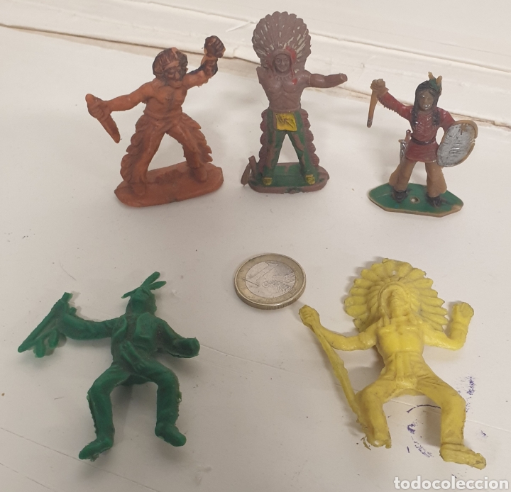 Figuras de goma y PVC: Lote de 5 indios a identificar pl&aacute;stico Pech reamsa comansi - Foto 3