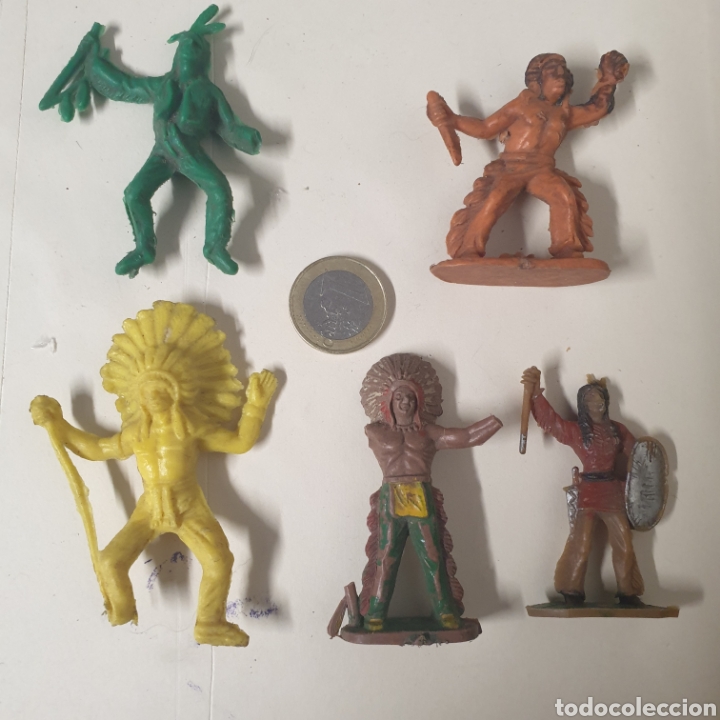 Figuras de goma y PVC: Lote de 5 indios a identificar pl&aacute;stico Pech reamsa comansi - Foto 1