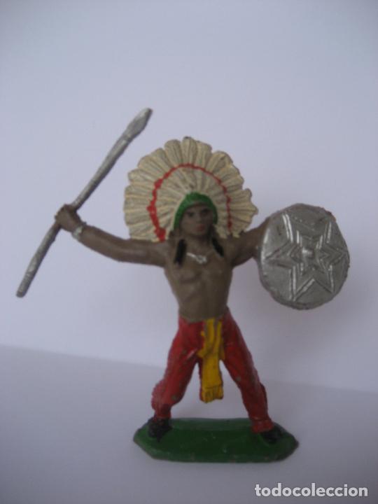 Figuras de goma y PVC: Indio Comansi con lanza y escudo - Foto 1