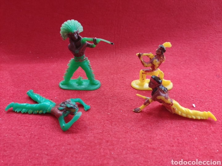 Figuras de goma y PVC: Lote 4 indios w.germany - Foto 1