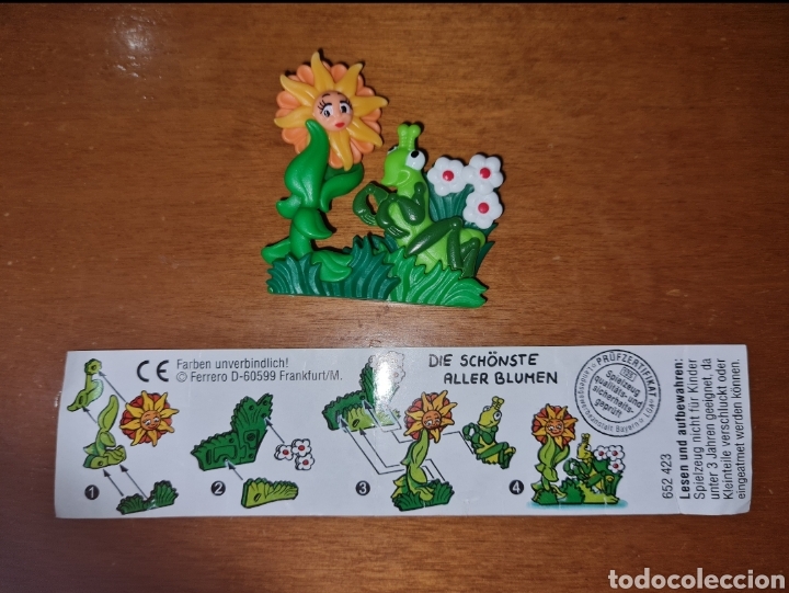 Kinder &Uuml;berraschung: Figura kinder Ferrero antigua puzzle 3D puzle girasol flor grillo saltamontes +bpz mu&ntilde;eco colecci&oacute;n