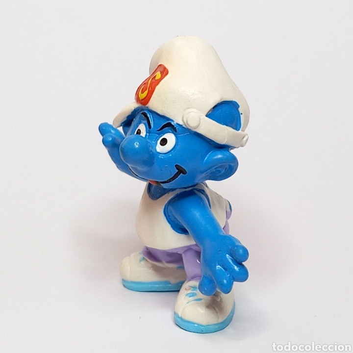 Figuras de goma y PVC: Pitufo Techno, bailar&iacute;n discoteca. Schleich a&ntilde;o 1996 - Foto 2