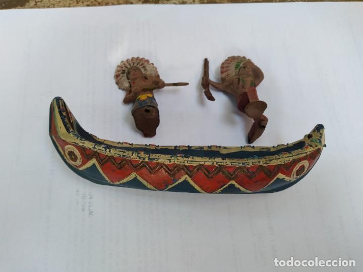 Figuras de goma y PVC: Canoa con dos indios jefes PECH - Foto 2