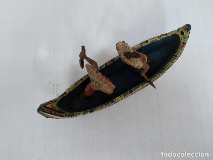 Figuras de goma y PVC: Canoa con dos indios jefes PECH - Foto 4
