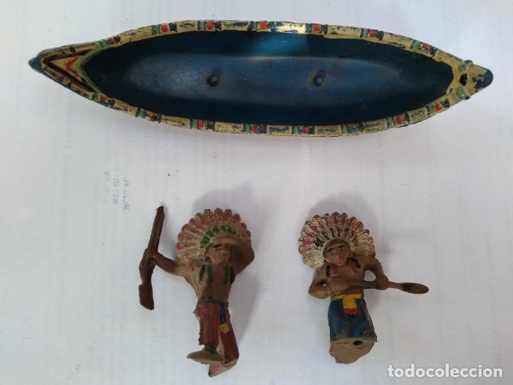 Figuras de goma y PVC: Canoa con dos indios jefes PECH - Foto 5