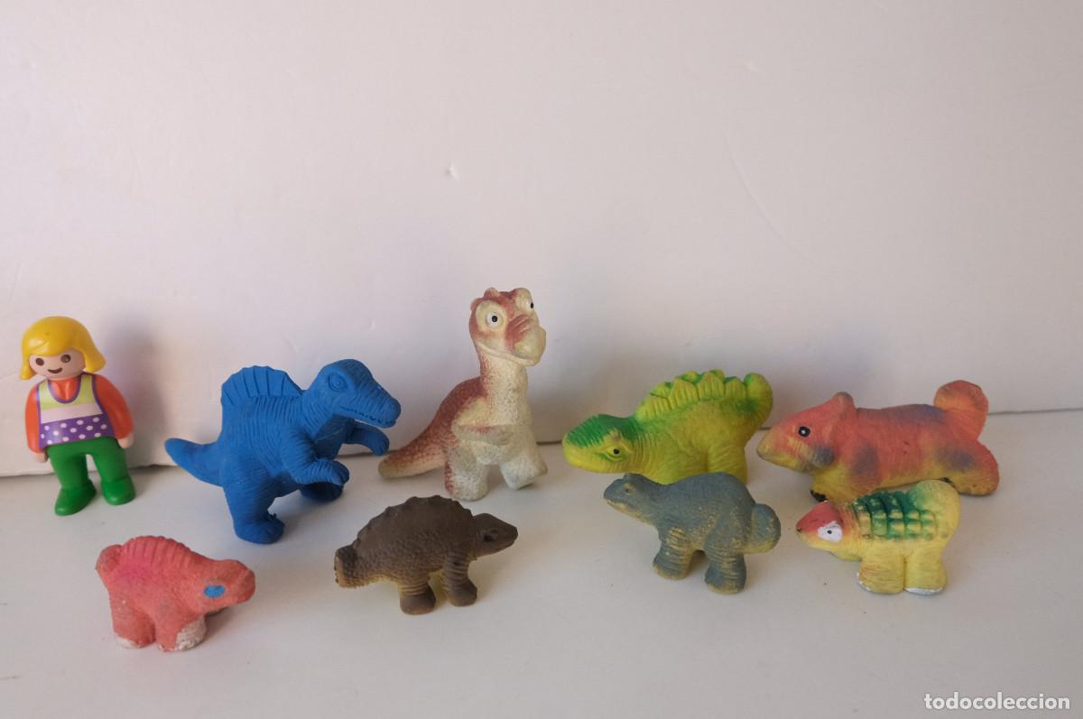 Figuras de Goma y PVC: Lote dinosaurios de goma blanda.