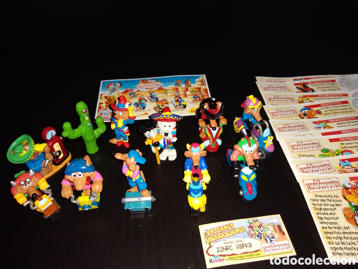 Figuras de goma Kinder: Kinder Ferrero 272 coyotes motorizados die motocoyoten completo 10 fig. + S&oacute;lo 1 bpz + papelito