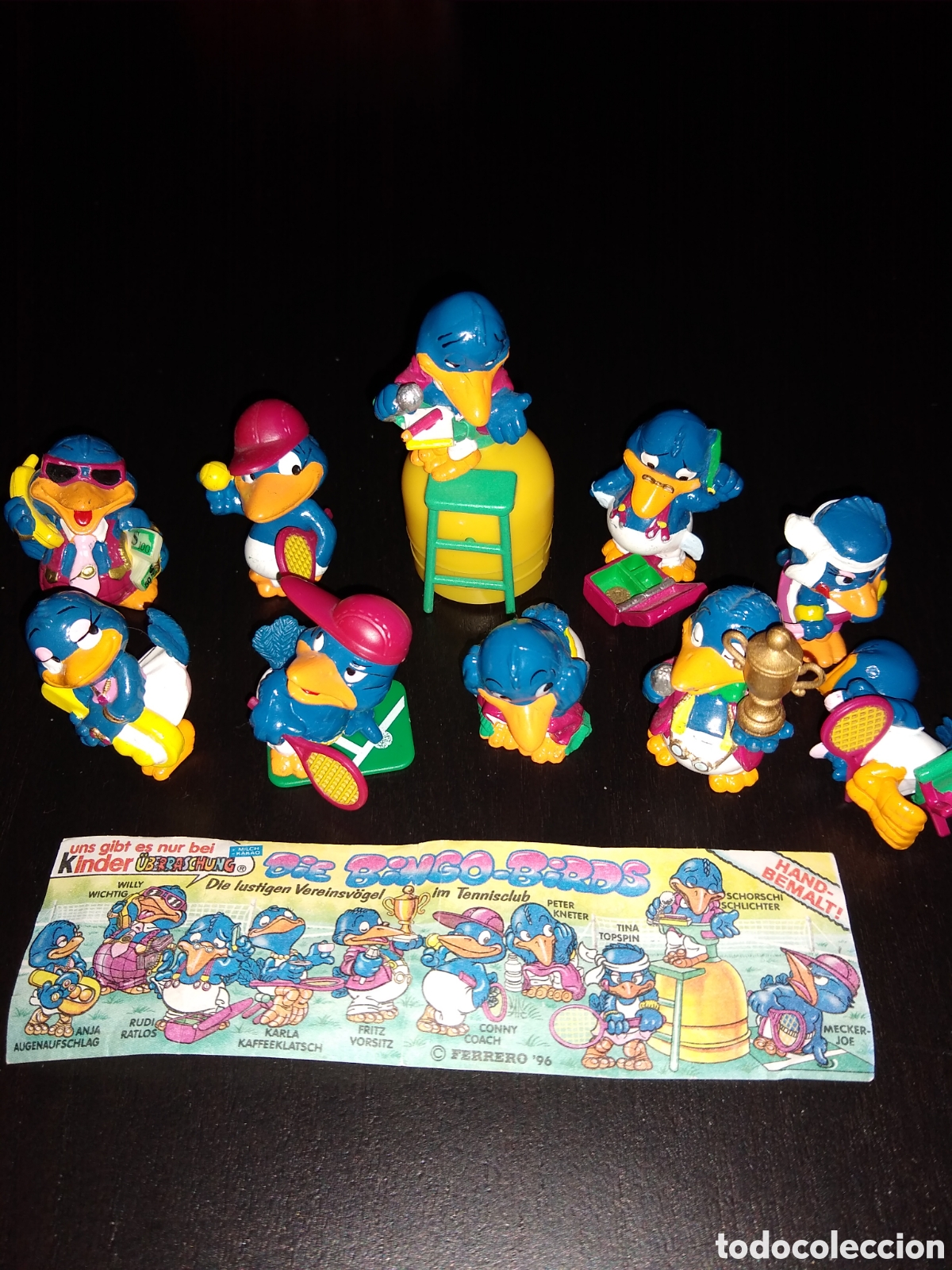 Figuras de goma Kinder: Kinder Ferrero 278 p&aacute;jaros tenistas die bingo-birds completa 10 fig. + 1 bpz