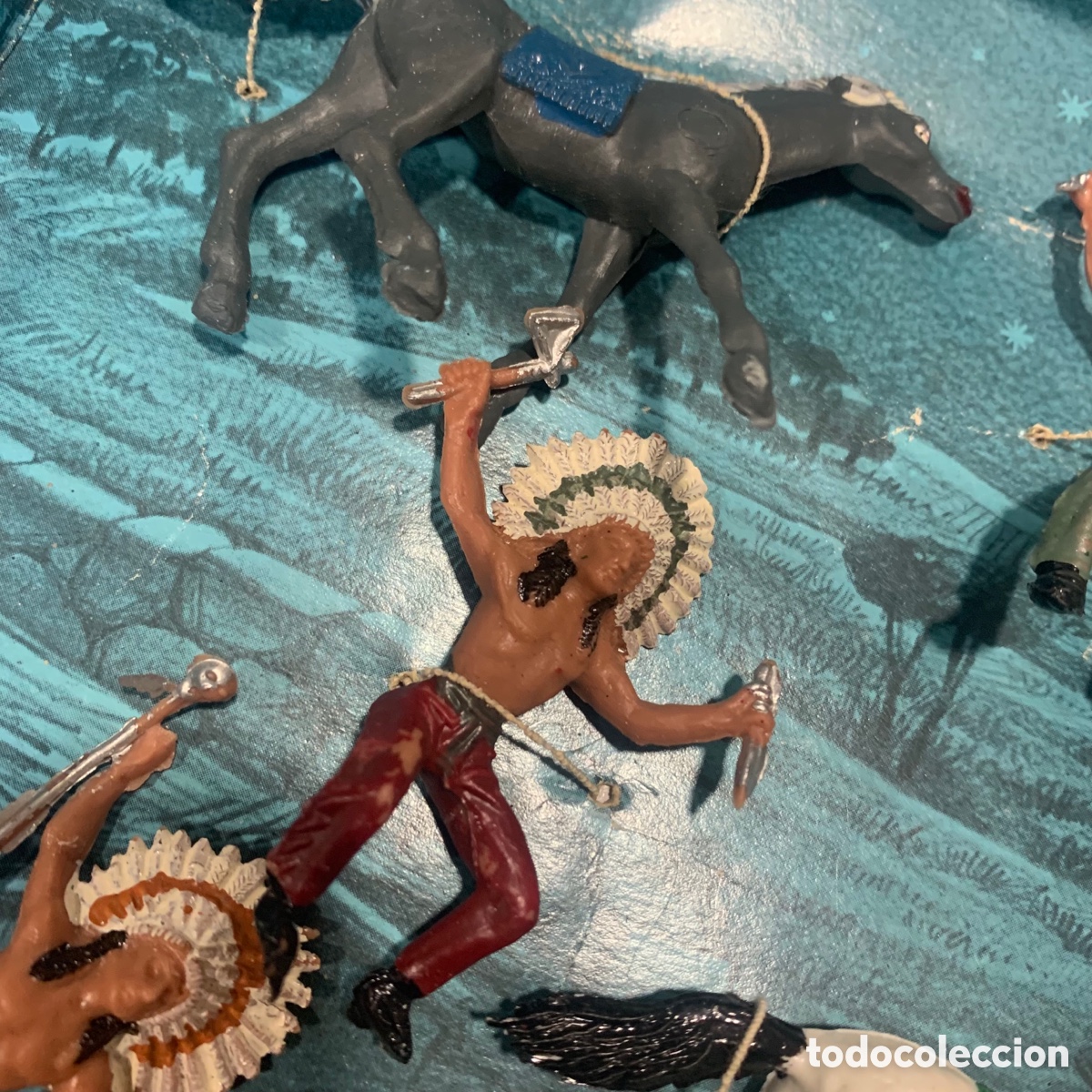 Figuras de goma y PVC: Blister caballos e indios del oeste oliver / pech - Foto 2