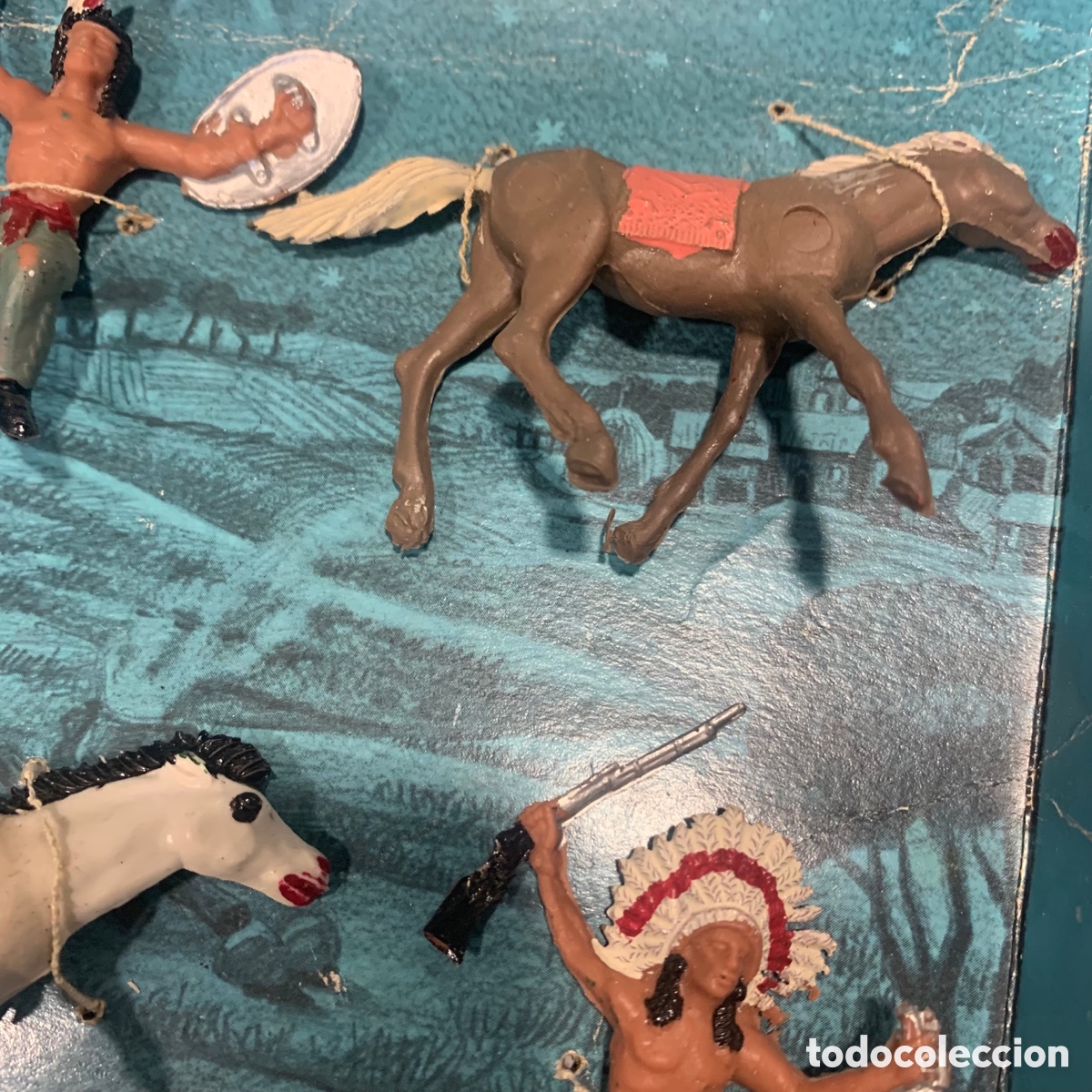 Figuras de goma y PVC: Blister caballos e indios del oeste oliver / pech - Foto 3