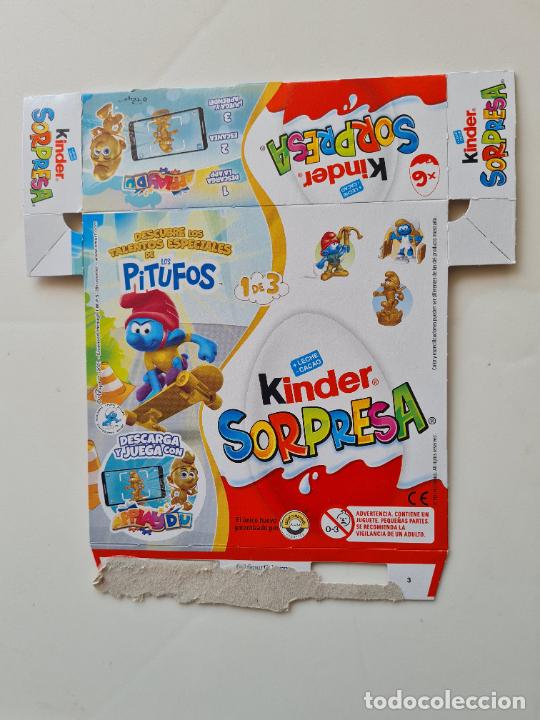 Kinder Figures: PITUFOS DORADOS - TALENTOS ESPECIALES - CAJA/EMBALAJE CARTON HUEVO SORPRESA X6 KINDER 2021