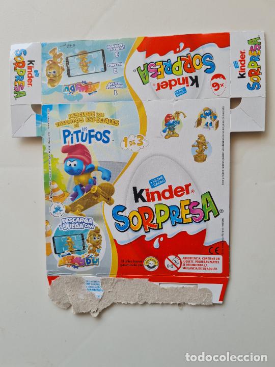 Kinder Figures: PITUFOS DORADOS - TALENTOS ESPECIALES - CAJA/EMBALAJE CARTON HUEVO SORPRESA X6 KINDER 2021