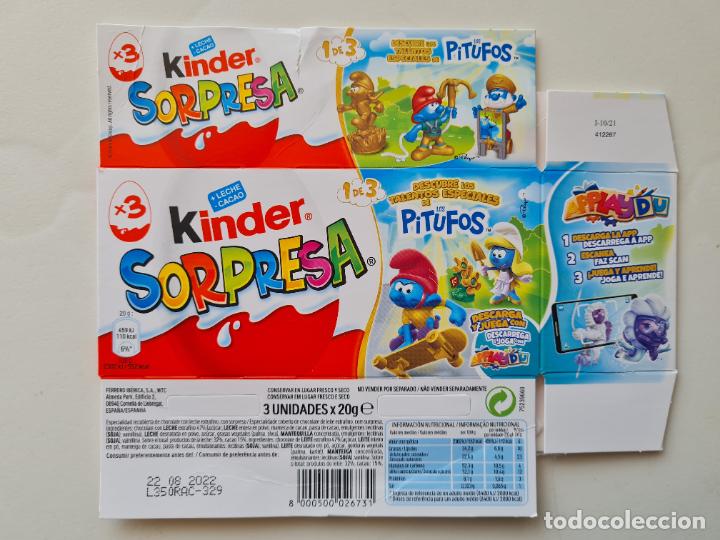 Figurines en Caoutchouc et PVC: PITUFOS DORADOS - TALENTOS ESPECIALES - CAJA/EMBALAJE CARTON HUEVO SORPRESA KINDER 2021