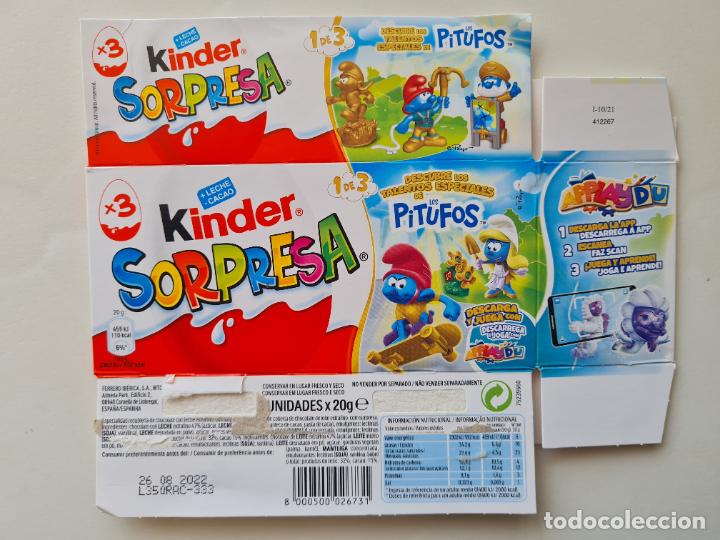 Kinder Figures: PITUFOS DORADOS - TALENTOS ESPECIALES - CAJA/EMBALAJE CARTON HUEVO SORPRESA KINDER 2021