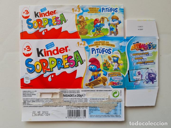 Kinder Figures: PITUFOS DORADOS - TALENTOS ESPECIALES - CAJA/EMBALAJE CARTON HUEVO SORPRESA KINDER 2021