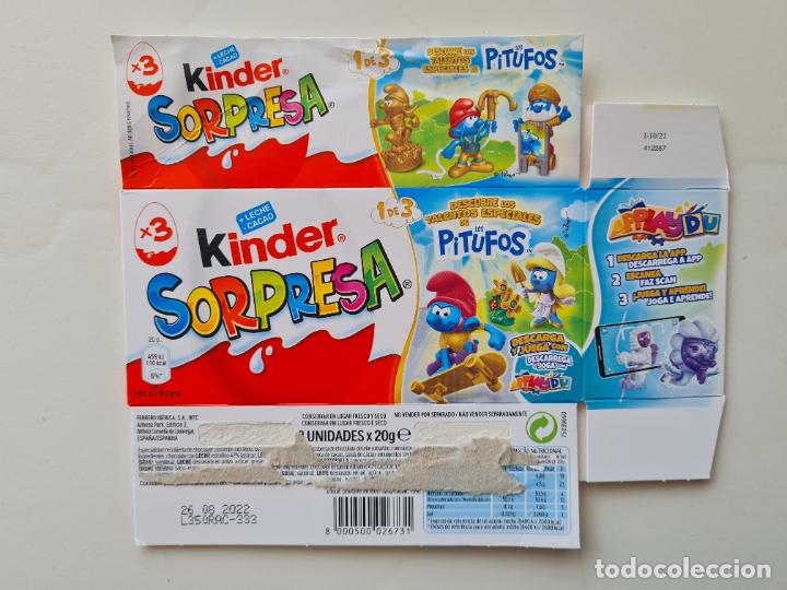 Kinder Figures: PITUFOS DORADOS - TALENTOS ESPECIALES - CAJA/EMBALAJE CARTON HUEVO SORPRESA KINDER 2021