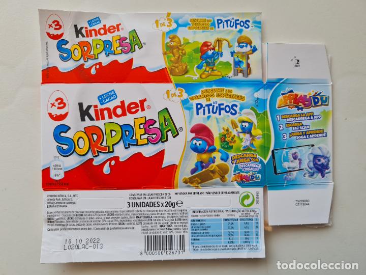 Kinder Figures: PITUFOS DORADOS - TALENTOS ESPECIALES - CAJA/EMBALAJE CARTON HUEVO SORPRESA KINDER 2021