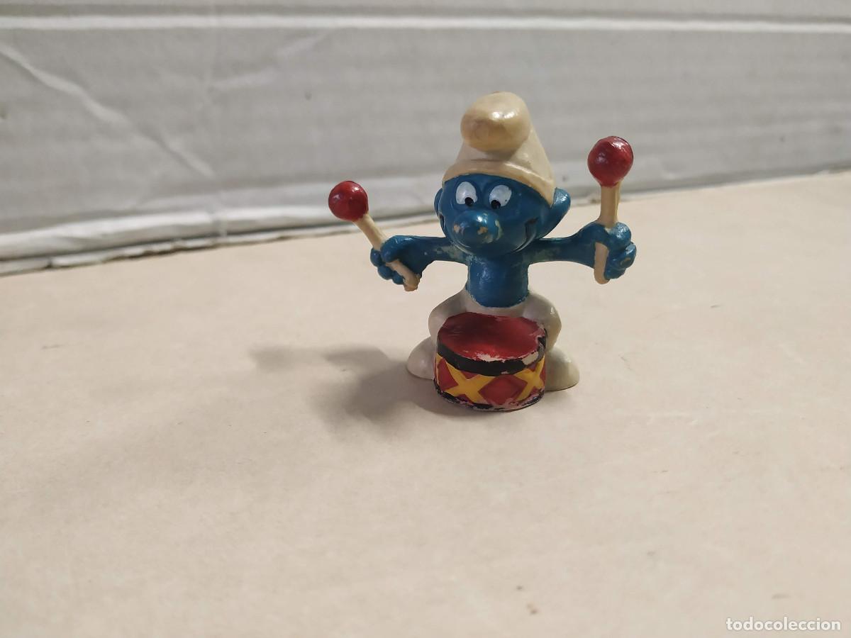 Figuras de goma y PVC: FIGURA PITUFO CON BOMBO - EURA - SPAIN - Foto 1