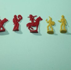 Figuras de Goma y PVC: 5 FIGURAS PLANAS OESTE, MARCA SERJAN. SIMILAR MONTAPLEX. AÑOS 60. INDIOS Y VAQUEROS. COLOR ESPECIAL.