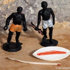 Figuras de Goma y PVC: GAMA - LAS MINAS DEL REY SALOMON - 2 FIGURAS DE GUERREROS - AÑOS 50