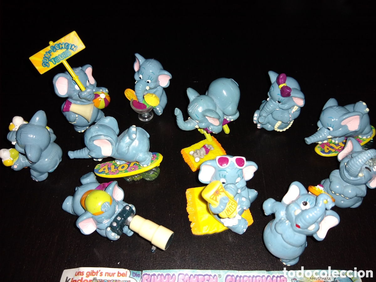 Figuras de goma Kinder: Kinder Ferrero 281 divertidos elefantes en el club funny fantem vacaciones completo 10 fig. + 1 bpz