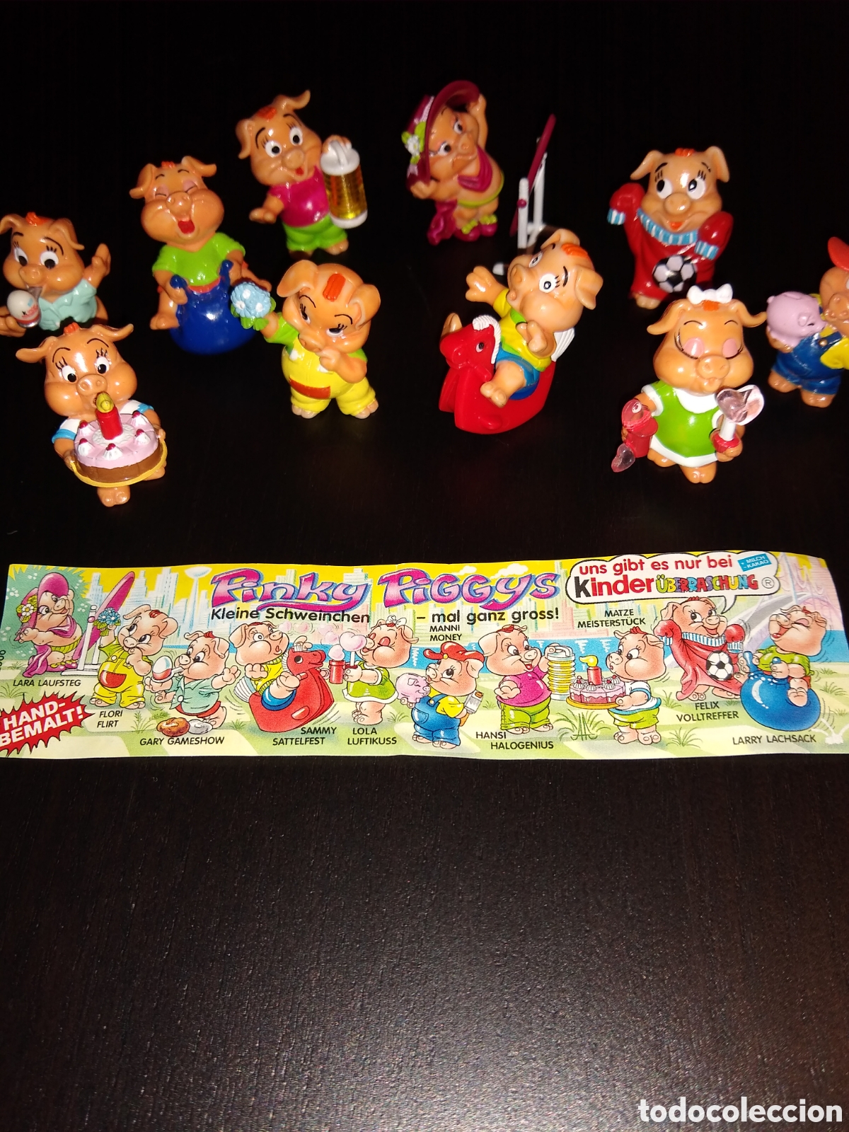 Figuras de goma Kinder: Kinder Ferrero 265 Pinky piggys cerdita rosa completo 10 fig.+ 1 bpz