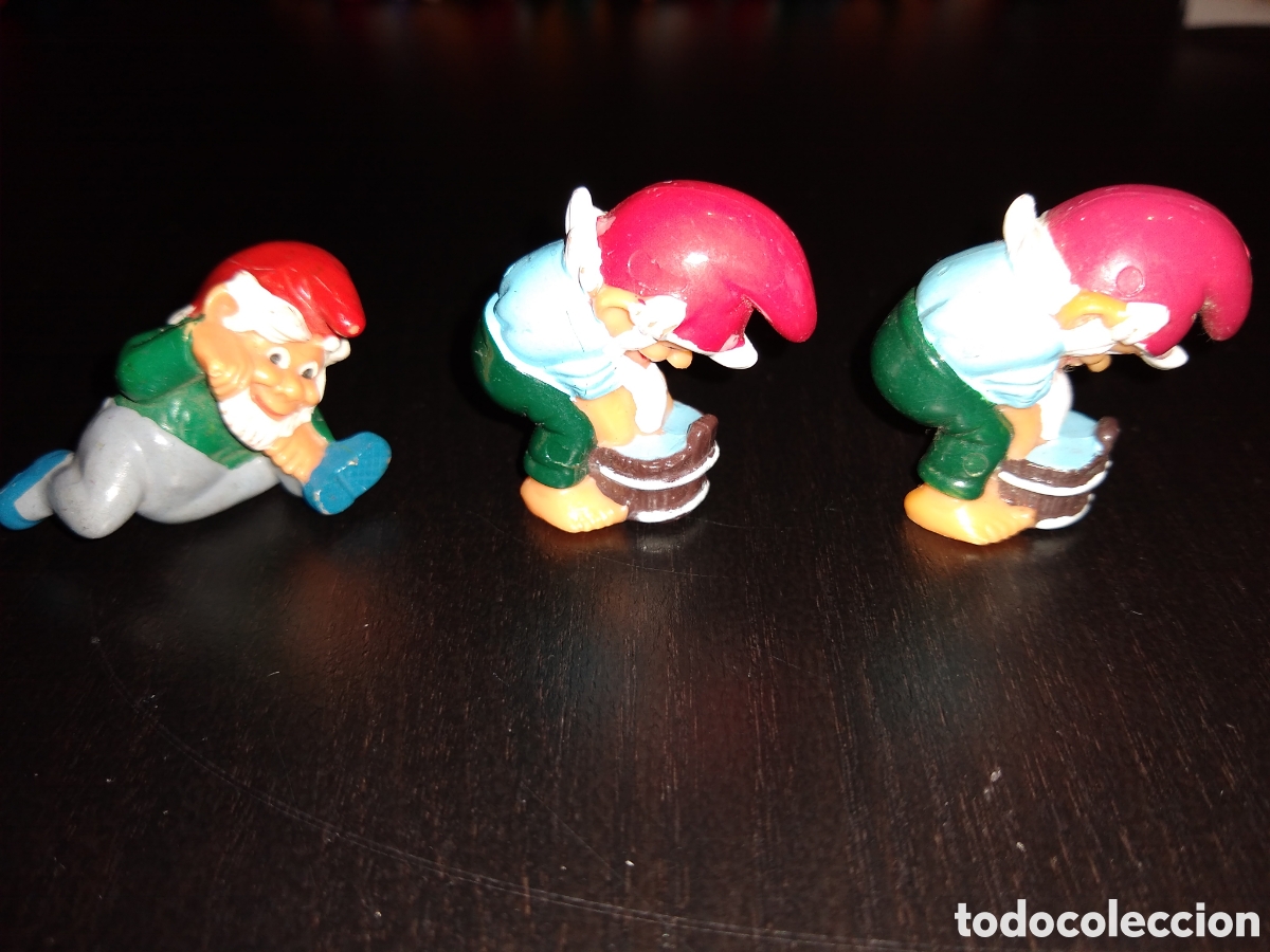Figurines en Caoutchouc et PVC: Kinder Ferrero 347B gnomos del ba&ntilde;o 2 variantes 3 fig. a&ntilde;o 1991 - raras
