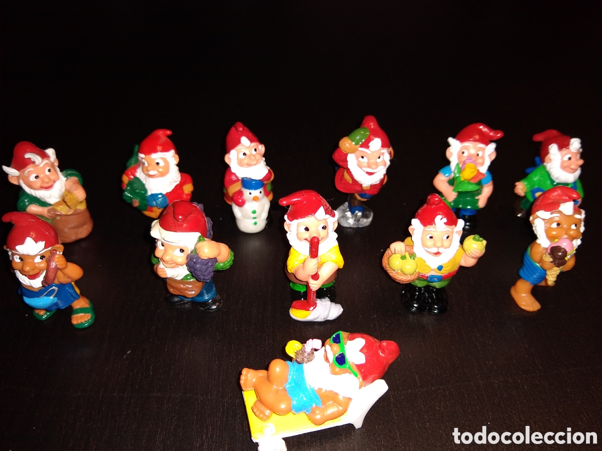 Figuras de goma Kinder: Kinder Ferrero 287 gnomos enanos de las macetas estaciones del a&ntilde;o completa 12 fig. + 1 bpz 1994